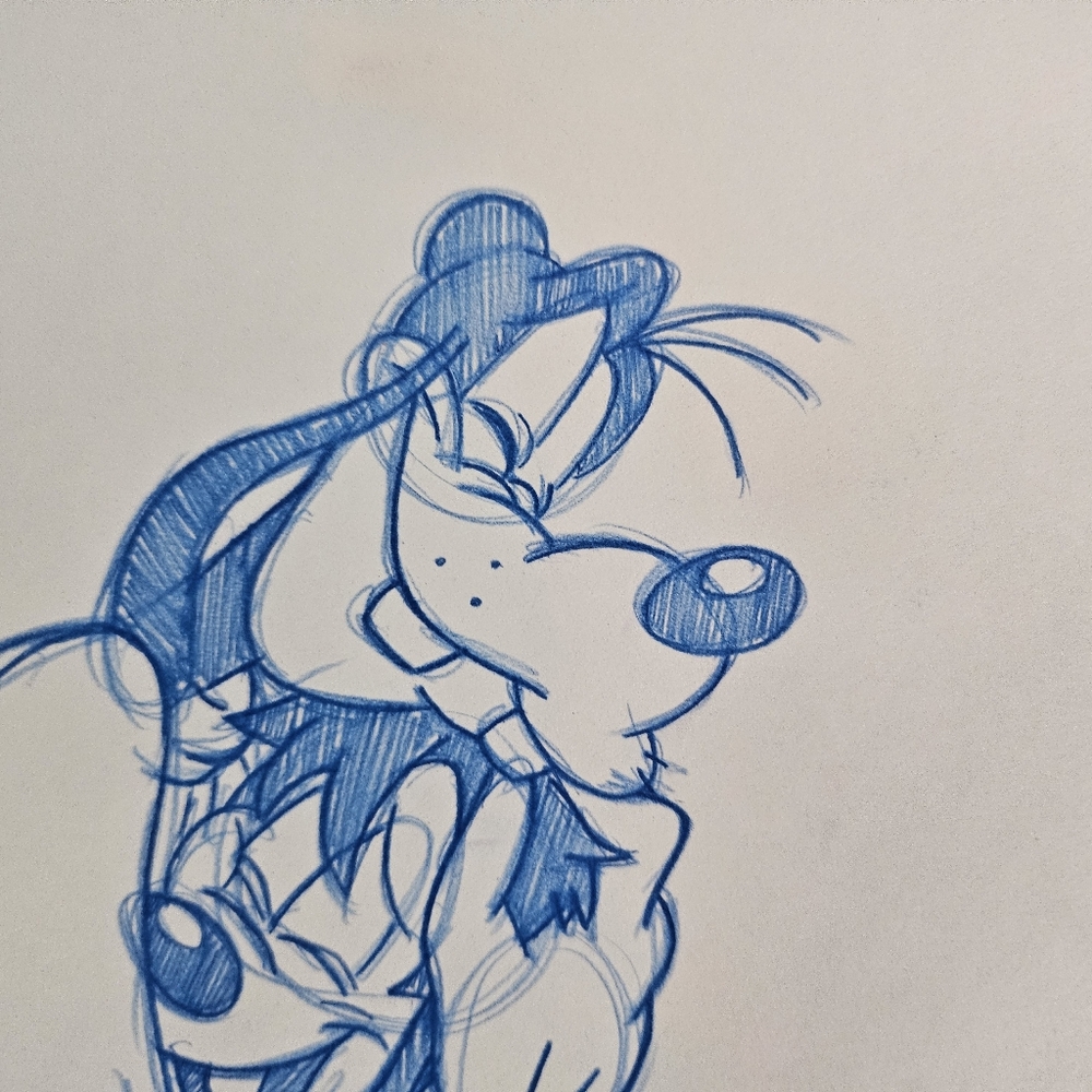 Disney Goofy And Max Hugging Drawing/Sketch Animation Art Signed - Picture 3 of 6